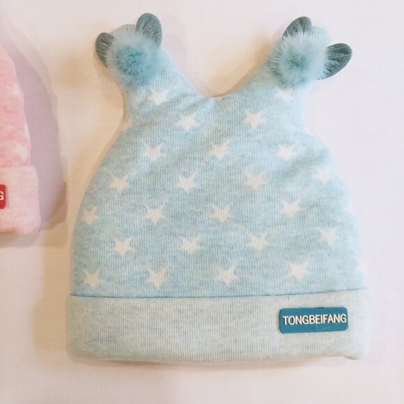 Tongbeifang 2 Star Print  Hats 0-3 Months - Picture 7 of 10